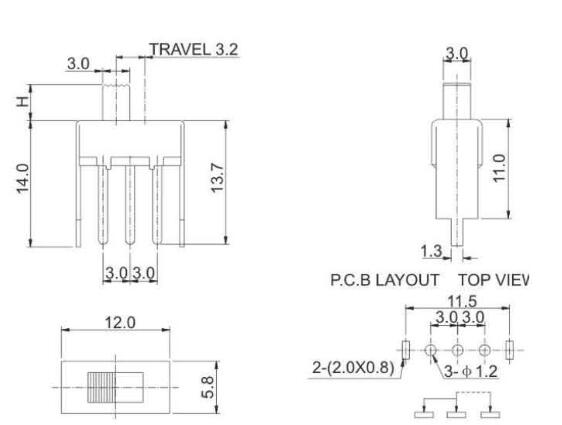 SS-12F24(1p2t)撥動開關