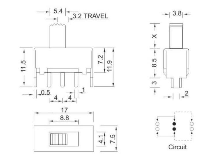 SS-22F05(2P2T)撥動開關