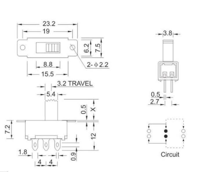 SS-22F32(2P2T)撥動開關