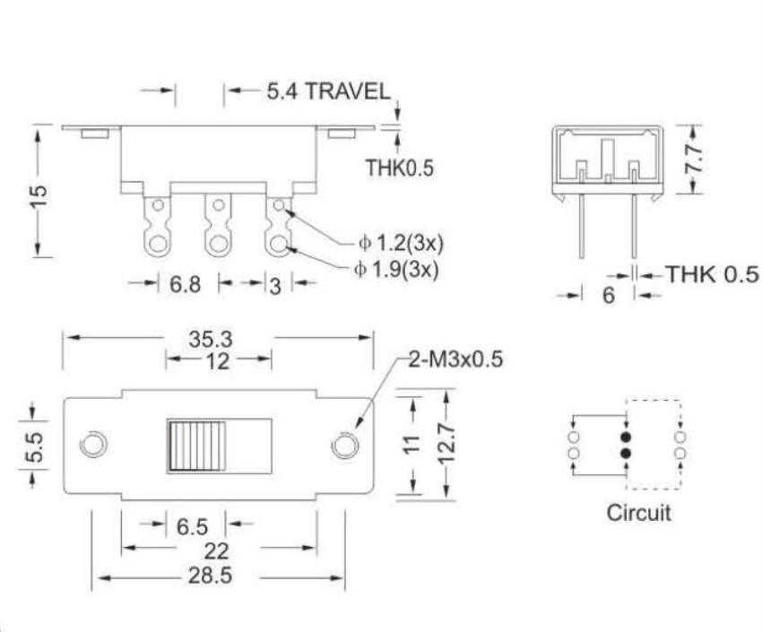 SS-22K35(2P2T)撥動開關