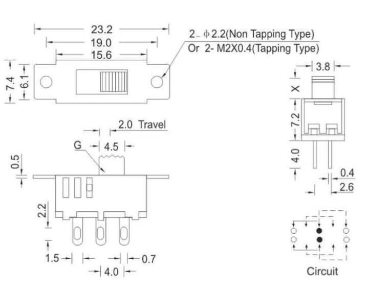 SS-22D32(2P3T)撥動開關