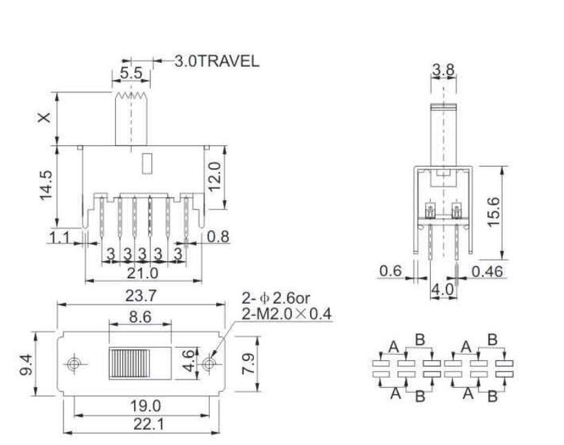 SS-42F01(4P4T)撥動開關