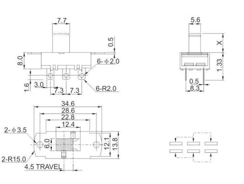 ACS-22L05(2P2T)撥動開關