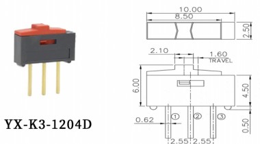 三腳K3-1204D撥動開關怎么接線