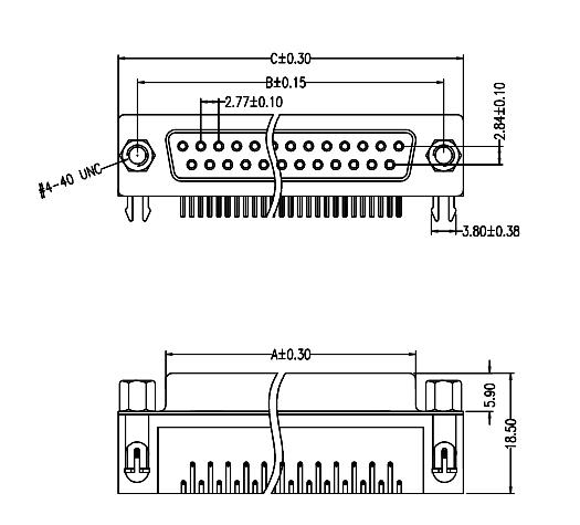 DB9-15-25-37母座90度